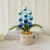 Crocheted Potted Bell Flower Decoration Handmade Knitting Floral Ornament Artificial Hand Woven Flower Home Office Table