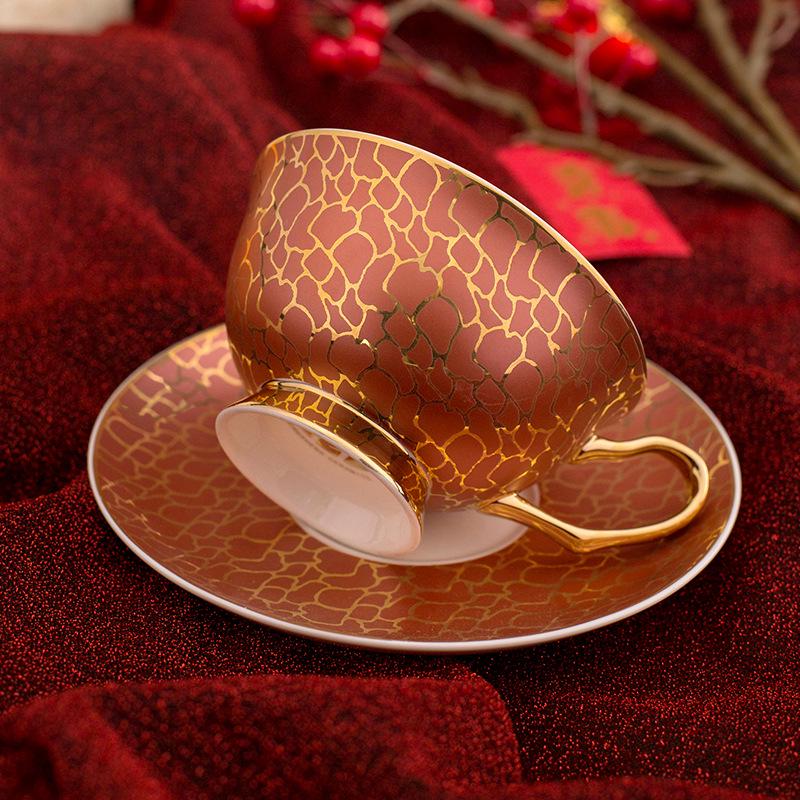 Vergoldetes Premium Knochenporzellan Kaffeetasse & Untertasse - Retro, Exquisit, Hochwertiges Geschenkset für den Hausgebrauch