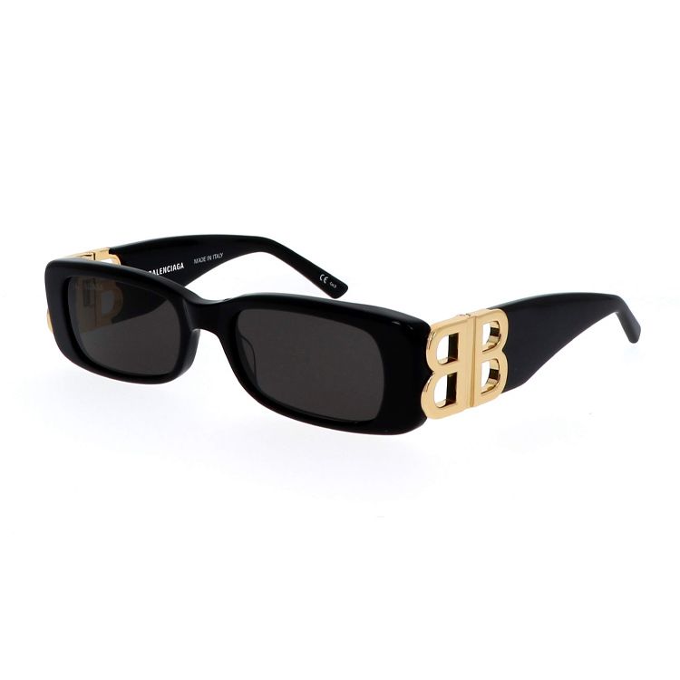 Balenciaga UV Protection Stylish Avant-Garde Rectangular Sunglasses Unisex Sunglasses Black BB0096S001