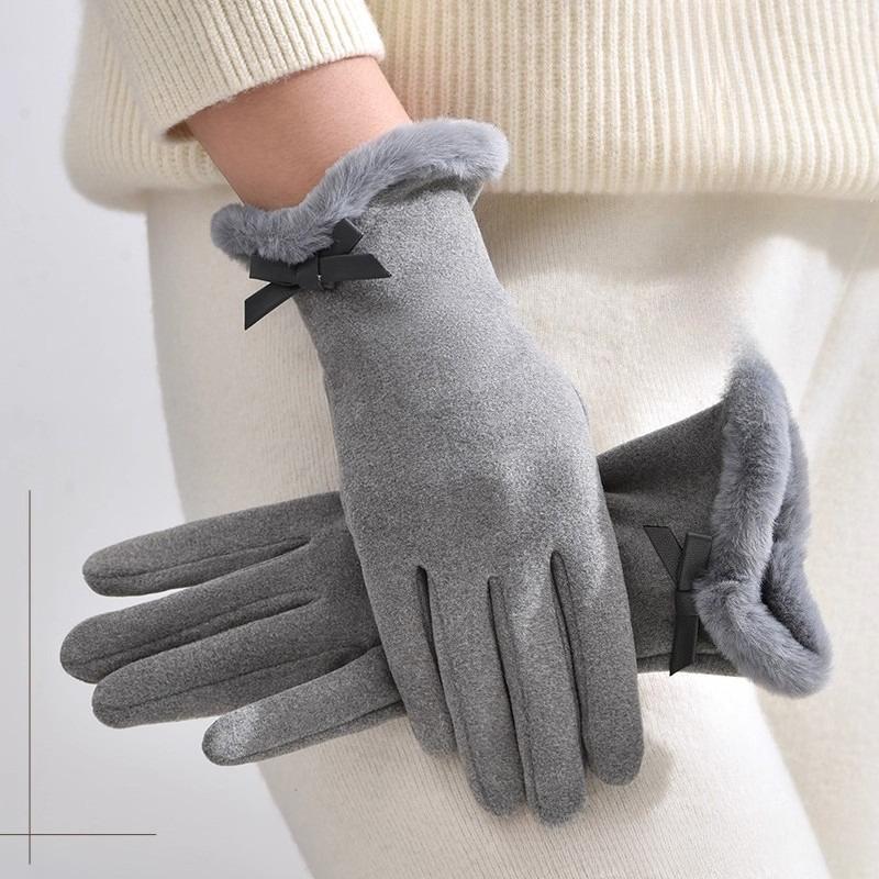 Gloves Winter Women Can Touch The Screen for Driving, Riding, Piled and Thickened Windproof and Cold-proof Warm Gloves