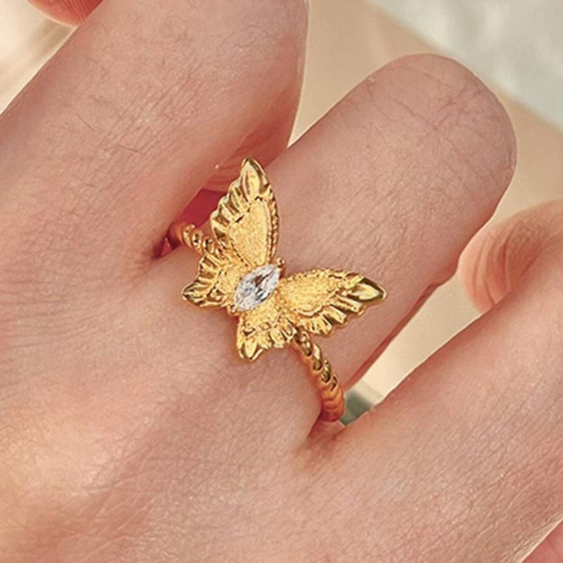 Bagues papillon exquises pour femmes Nouveauté en argent 925 Style palais vintage Bague féminine bijouterie de luxe légère pour fête mariage