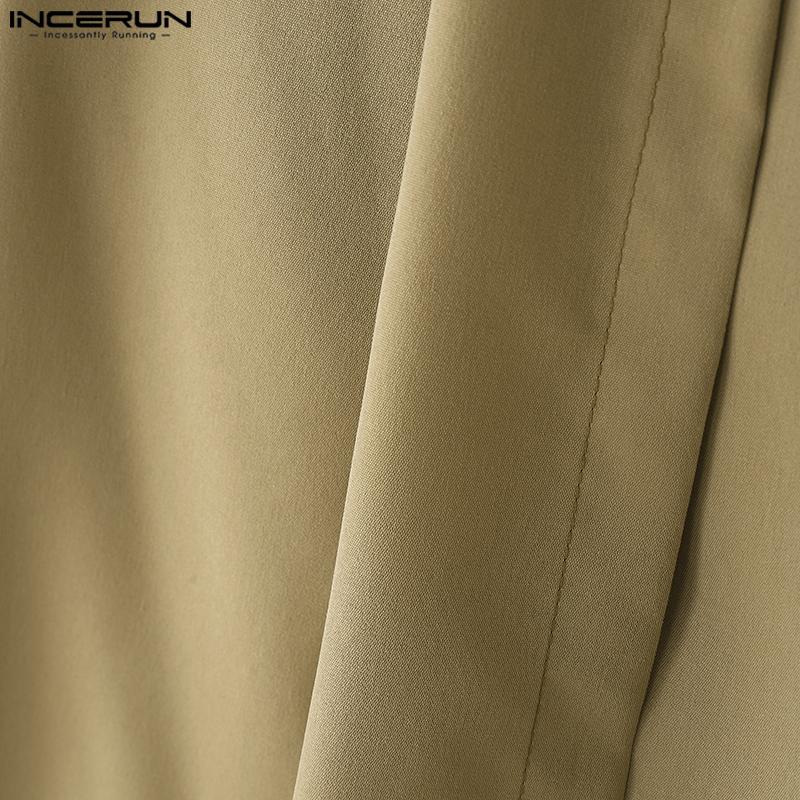 INCERUN Men Zip-up High Waist Double Layers Casual Long Wide Legs Pants Trousers