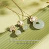 Teqia Women's S925 Sterling Silver Ginkgo Leaf Necklace with Hetian Jade Pendant