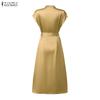 ZANZEA Women Casual Round Neck Solid Color Loose Short Sleeve Dress