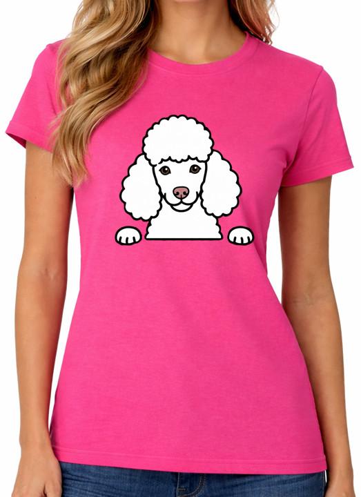 Poodle Dog T-Shirt Cute White Poodle Puppy Pet Lover Womens Tee S