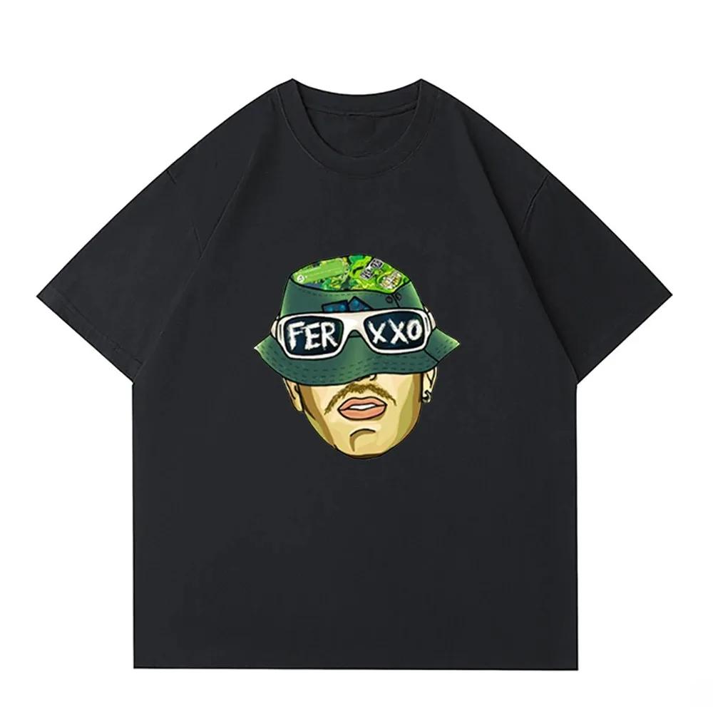 Ferxxo T Shirt Men Rapper Feid Merch Printed Tshirts Summer Casual Short Sleeve Tee Oversized Hip Hop T-Shirts Streetwear Tshirt