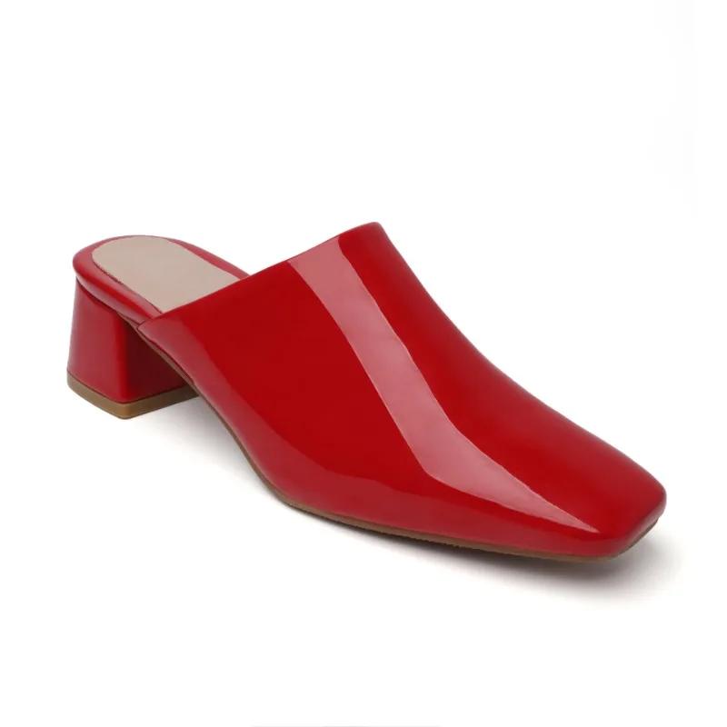 Fashion New Summer Candy Colored Low Heel Outdoor SlippersEuropean and American Women's Simple and Fashionable Coarse Heel Sandals