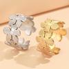 Adjustable Floral Gold-Plated Stainless Steel Ring - Fade Resistant, European & American Resort Style for Women
