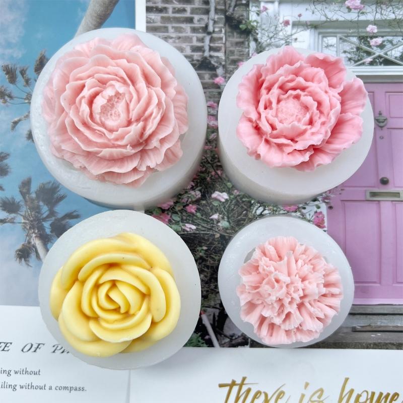 Rose Peony Flower Carnation Candle Silicone Mold Resin Epoxy Halloween Crafts DIY Ornament Jewelry Candle Making Tool