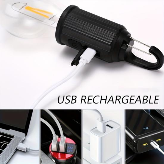 Outdoor Camping Lamp with Clip Hook 3 Lighting Modes Multifunctional Lighting Device Plastic LED Lantern Hanging Tent Light Tungsten