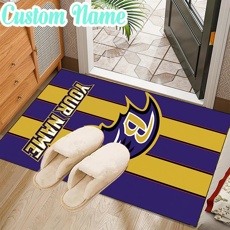 Custom Name football Ravens Logo Rug Office Rug Chair Mat Non Slip Carpet Rugs for Bedrooms Dining Room Living Room Home Decor gifts