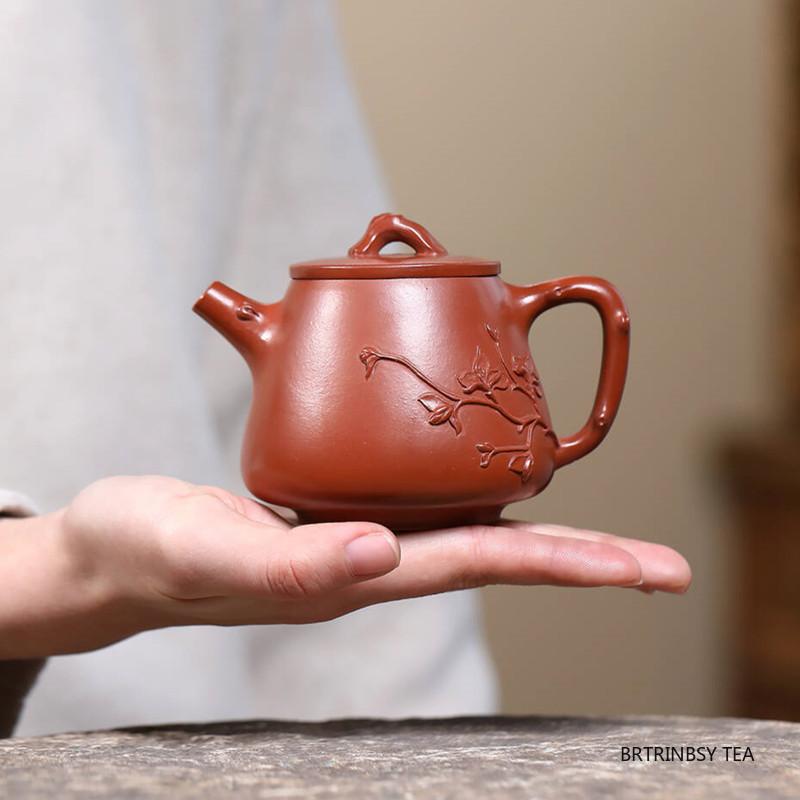 240ml Chinese Yixing Purple Clay Teapot Handmade Flower Pattern Tea Pot Household Zisha Tea Set Raw Ore Zhu Mud Kettle Teawareb