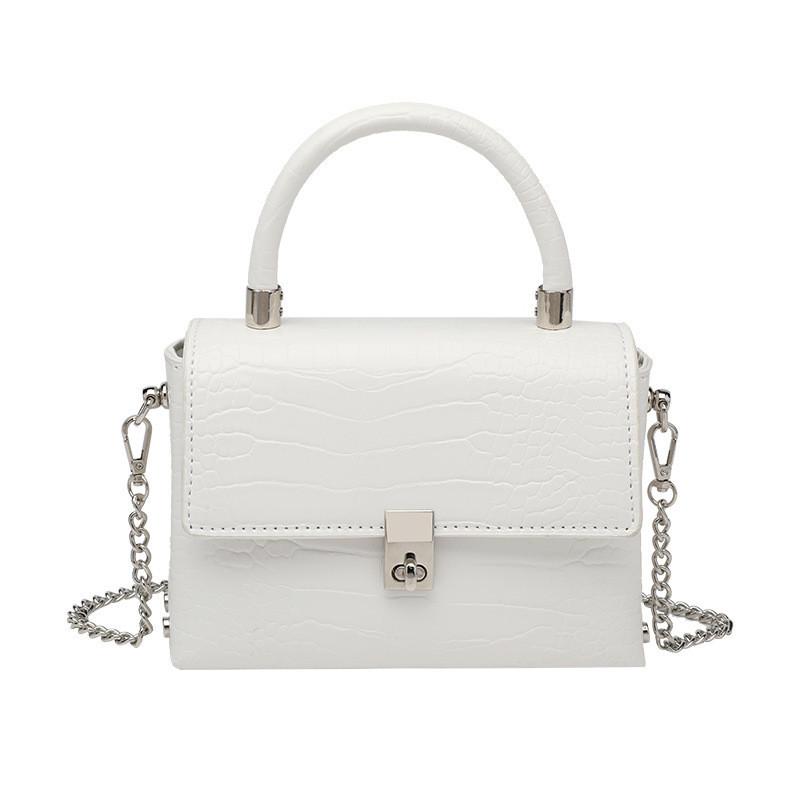 

IELGY Женская текстурированная сумка на цепочке с крокодиловым узором, универсальная однотонная маленькая квадратная сумка, сумка через плечо бежевый