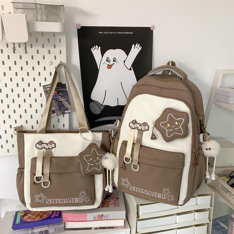 

Милый школьный рюкзак для девочки со звездами, женский, ретро, для старшеклассницы, для ученицы средней школы, рюкзак большой вместимости для путешествий хаки