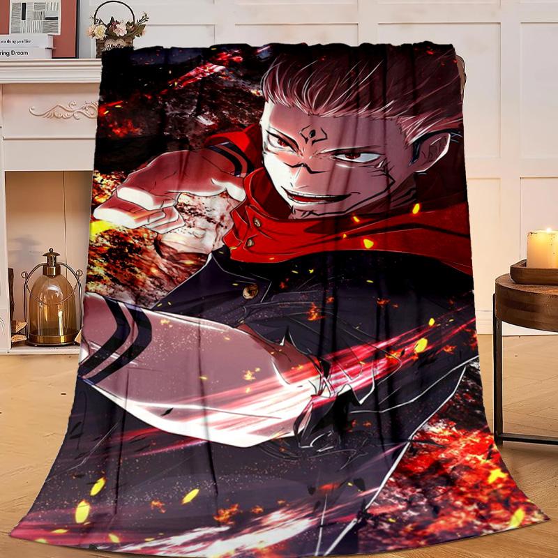 1PC Jujutsu Curse Battle Flannel Blanket Gift, Suitable for Both Men And Women, Soft Ideal for Beds And Sofa, Birthday Or Christmas Gift