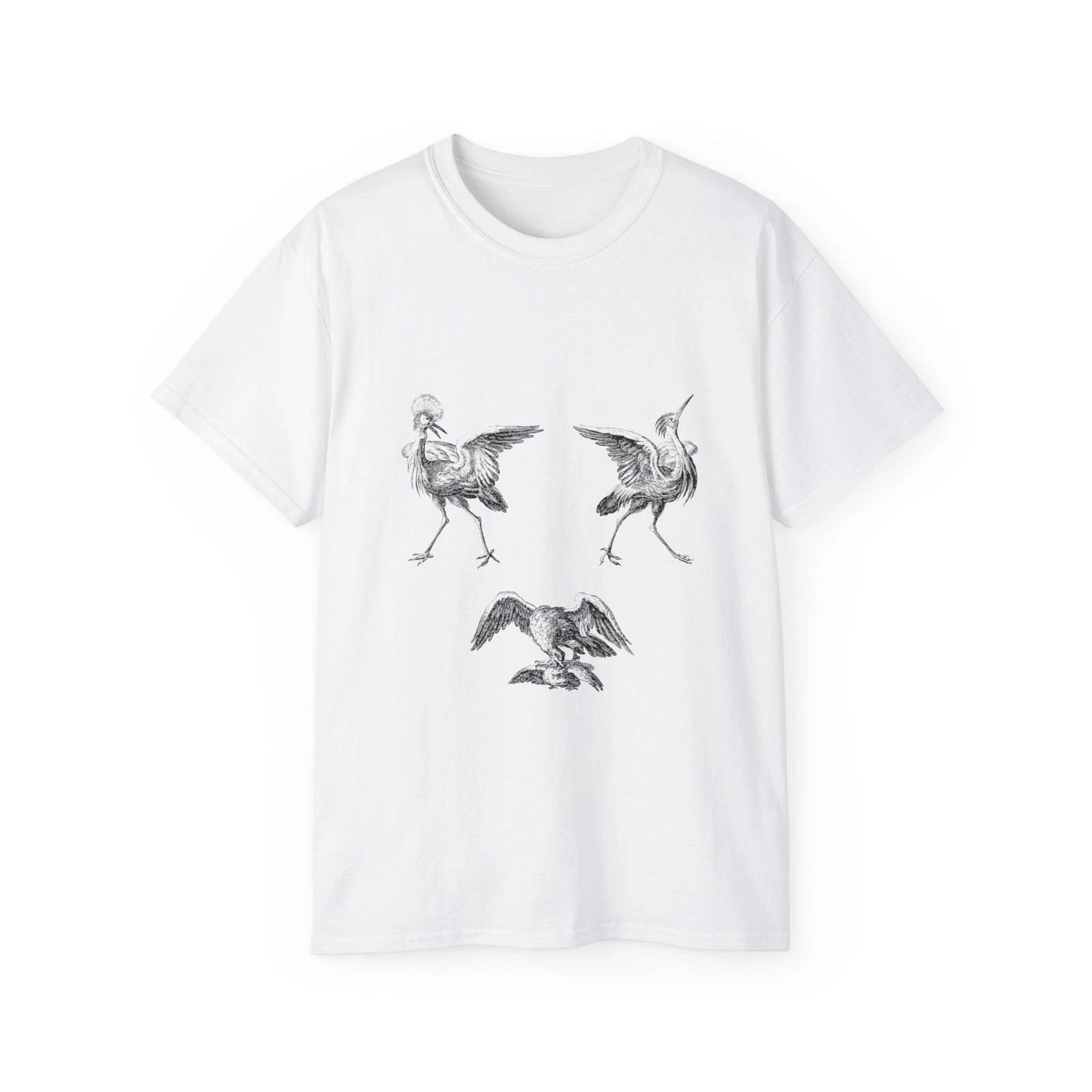 Eagle Heron Line Art Bird Nature Animal | Custom Graphic T-Shirt 4XL