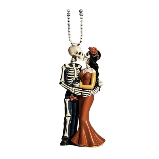 Halloween Skeleton Couple Car Pendant 2D Acrylic Rearview Mirror Hanging Decor Backpacks Charm Glow-in-Dark Keychain Parties Decoration