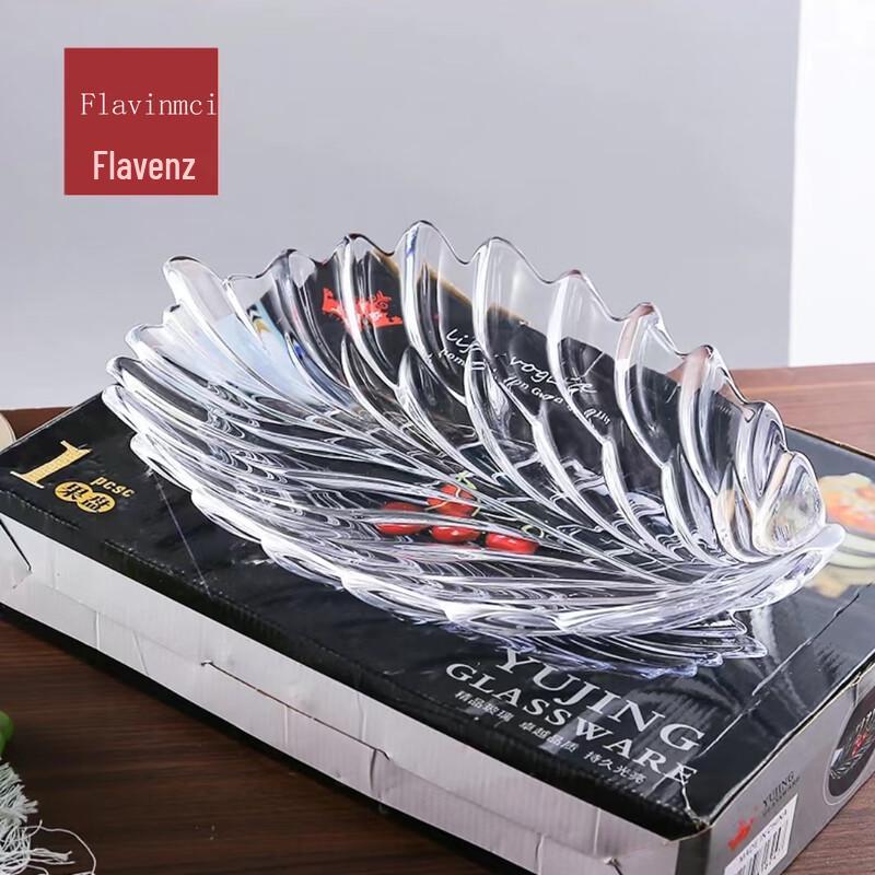 Flavinmci Crystal Glass Leaf Fruit Plate
