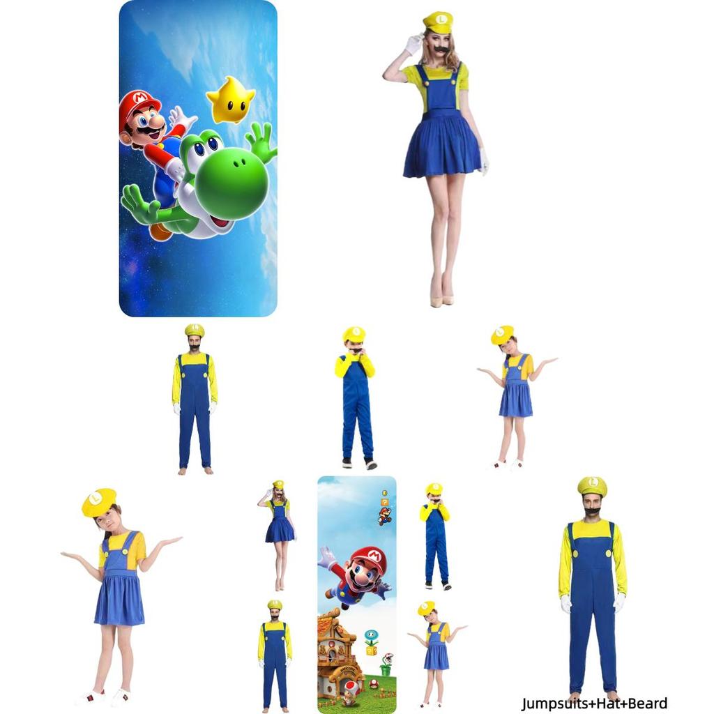 Halloween Cosplay Kostume Til Børn Og Voksne Super Mario Outfit I Forskellige Farver