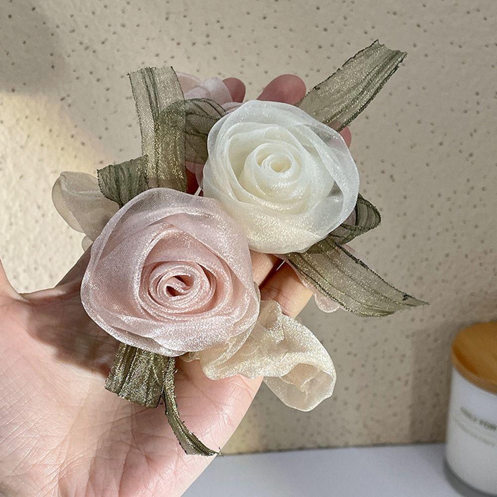 Mädchen Haarband Koreanischer Stil Haarband Damen Haarring Rose Blume Haargummis Pferdeschwanzhalter