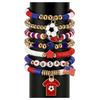 2026 Football Bracelet Set For Soccer Fan With Team Color And Football Charm Elastic Wristband