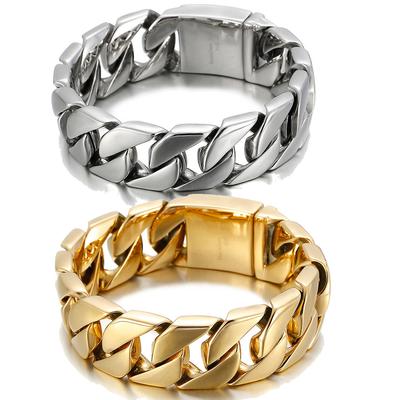 High Quality 316 Stainless Steel Gold Color Bracelet Bangle Men's Heavy Chunky Link Chain Bracelet Fashion Jewelry Gifts