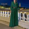 Women's Sequins Jumpsuits Long Sleeve V-Neck Shirt Sparkly Belted Wide Leg Romper Evening Party Overall Pants