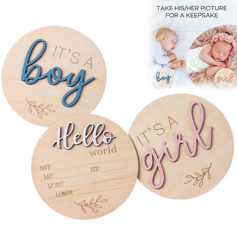 Gender Reveal Sign For Baby Birth: 3Pcs It'S A Boy Girl & Hello World Announcement Sign For Hospital - Wooden Newborn Welcome