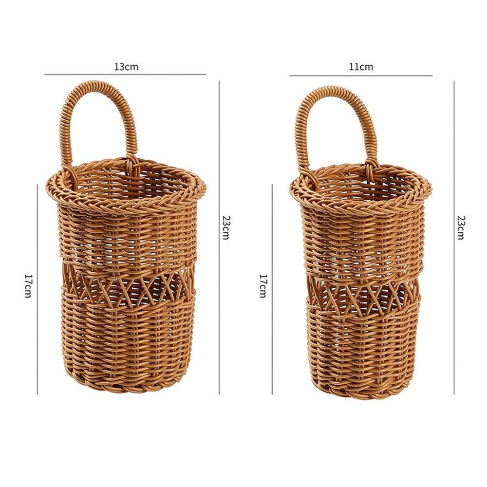 Brown Wall Mounted Storage Basket Hand-weave Flower Basket Durable Hanging Basket  Home Decoration
