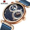 Men's Ultra-Thin Multi-Time Zone Waterproof Business Watch with Steel Mesh Strap