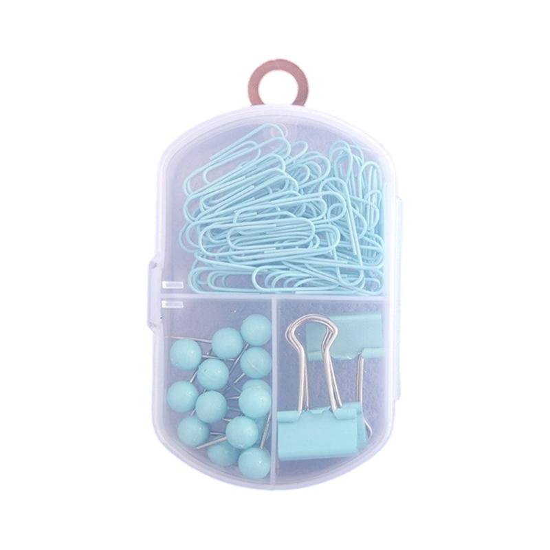 

3 In 1 Creative Colorful Paper Clips Binders Clips Thumb Tacks Pack For Students Professional School Office Supplies зелёный