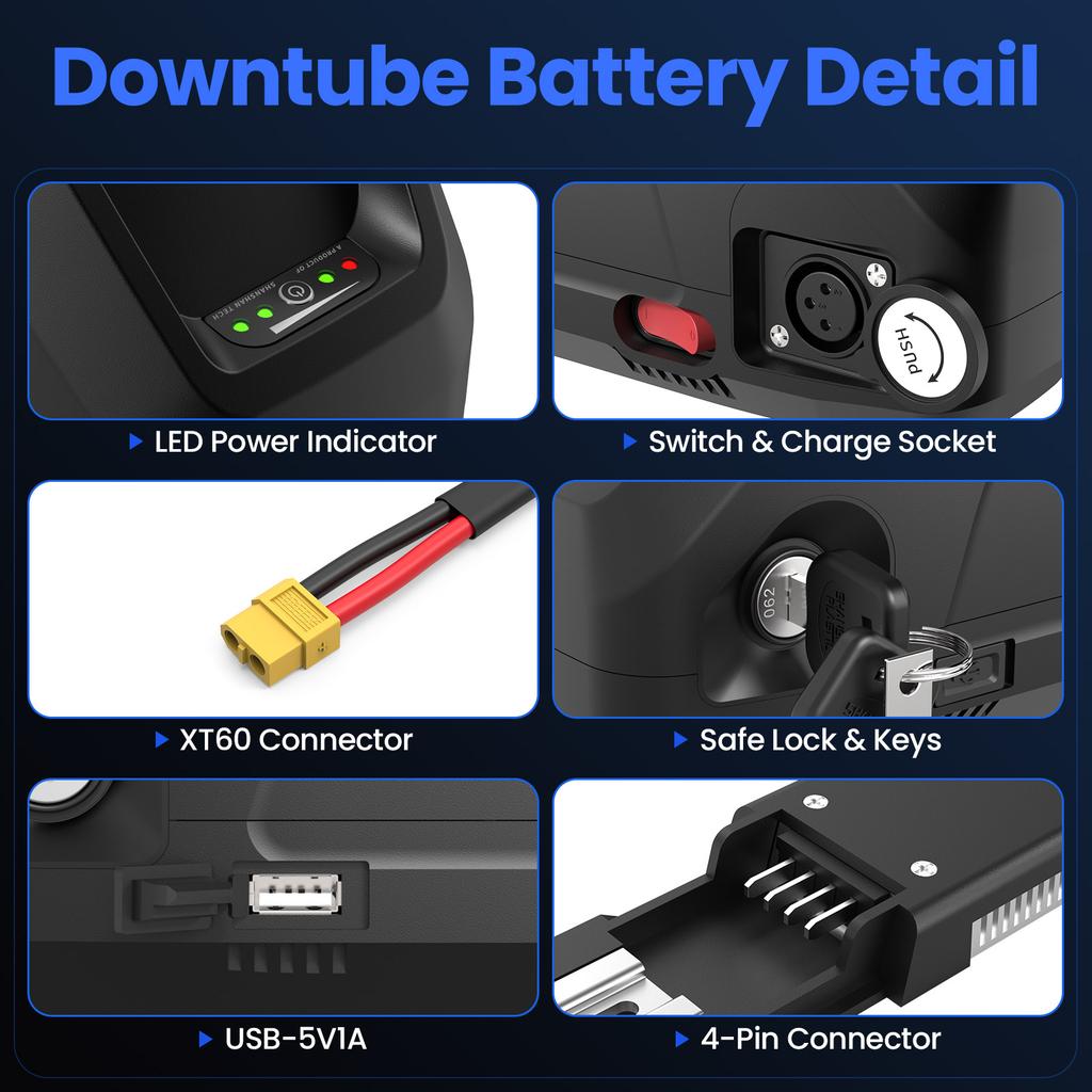50A BMS 48V 20Ah Ebike Batterij voor Onderbuis Inclusief 3A Lader Op Voorraad EU