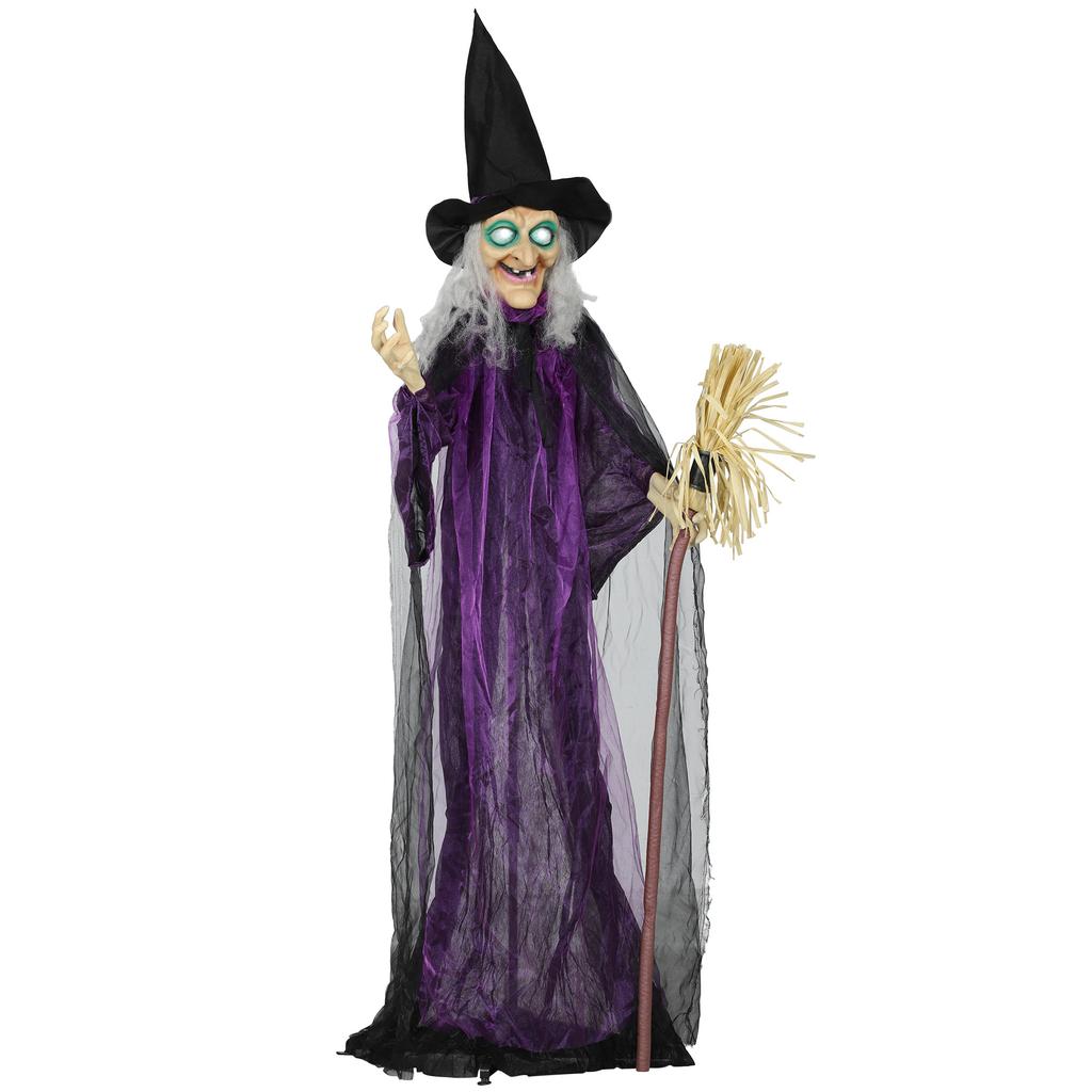 6ft Animated Witch Decoration, with Sound - Purple/White