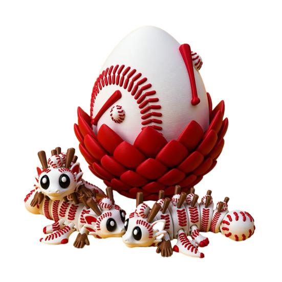 

Sports Ball Dragon Egg Toy with Articulated Dragon Inside 3D Printed Baseball Football Basketball Volleyball Bowling Egg Dragon Fidget Toy A