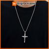 Vnox 60cm Catholic Cross Pendant Necklace for Men, Stainless Steel 30.5x51.5mm Cross Black Gold Silver Color Box Chain Necklaces