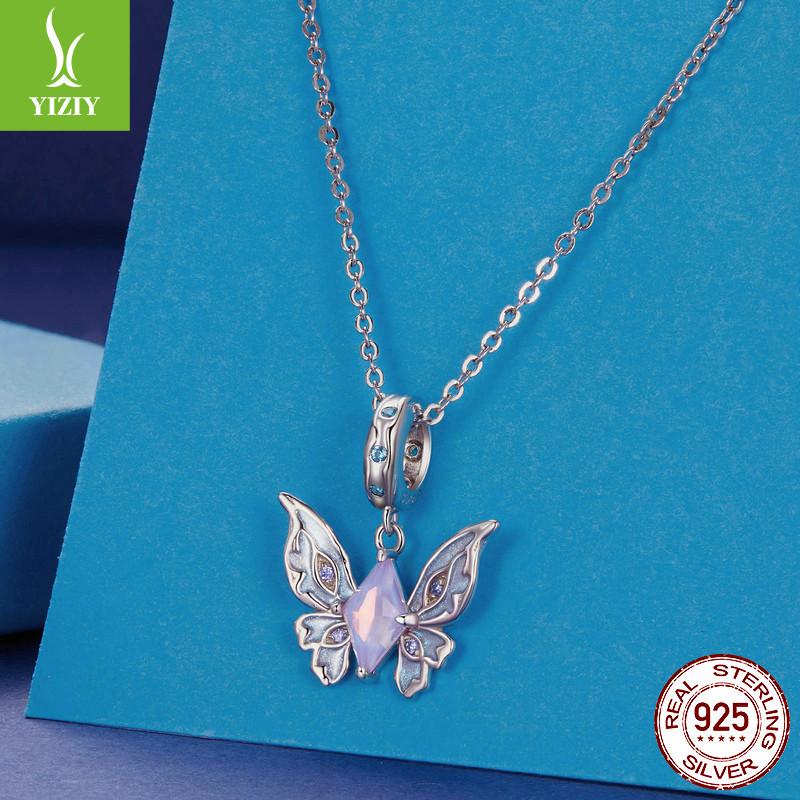 Vintage Magic Butterfly Diy Bracelet Necklace Pendant, Purple Elegant S925 Sterling Silver Beaded