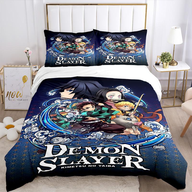 3pc Demon Slayer Bedding Set Guest Room Bedroom Decor Christmas Halloween Decor Gifts- All Seasons (No Insert)a1013067