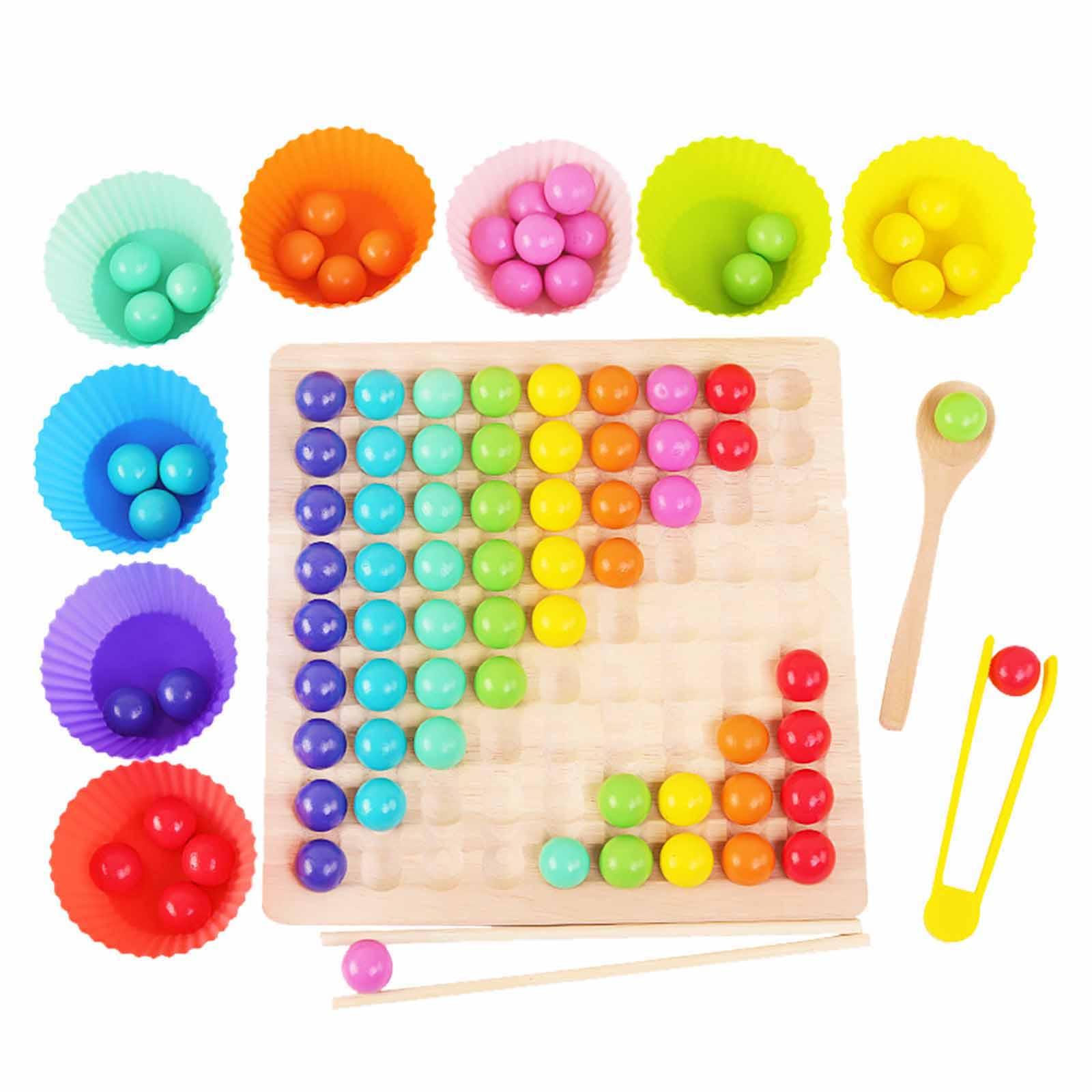

Clip Beads Rainbow Wooden Toys Children Montessori Education Sorting Color Matching Game Fine Motor Training Sensory toy for kid