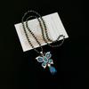 Elegant Rhinestone Cat's Eye Sweater Necklace - Versatile Autumn/Winter Pendant for Women