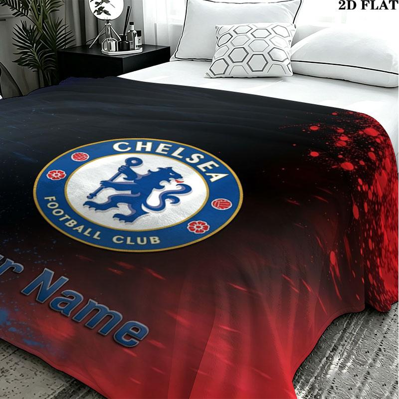1PC Chelsea F Custom Name Patterned Flannel Blanket Suitable For All Seasons for Home Decor Warmth and Comfort Gifts Holiday Present