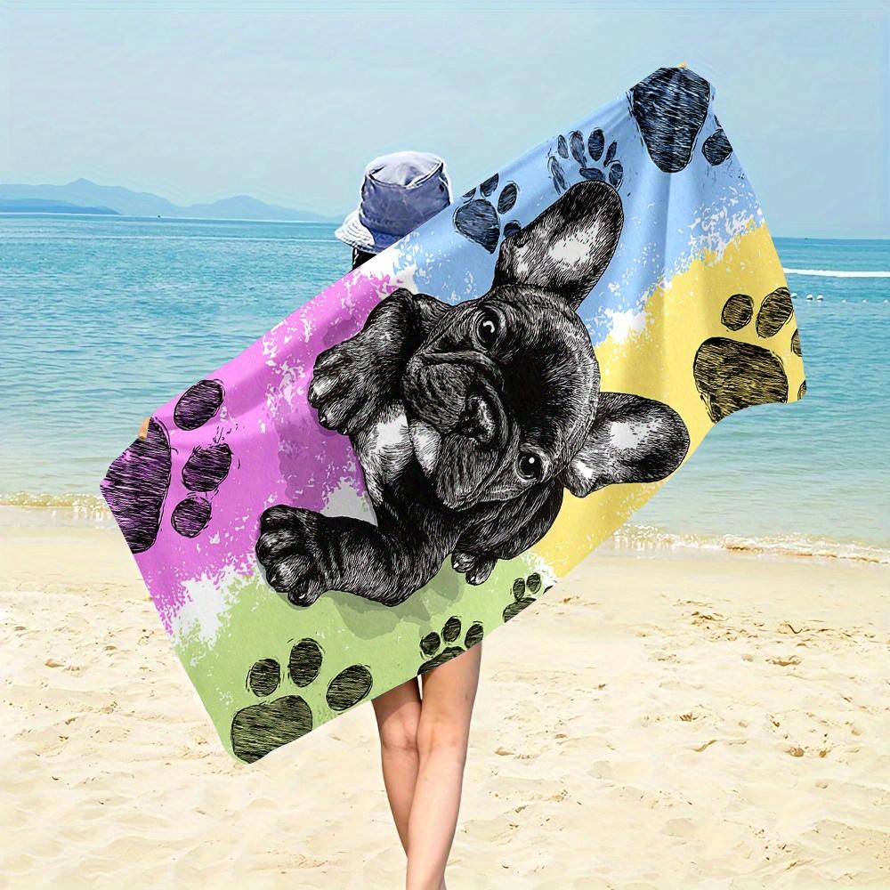 

French Bulldog Paw 2D Beach Towel, Lightweight Soft Highly Absorbent for Beach Dog Lovers W30*H60(CM)