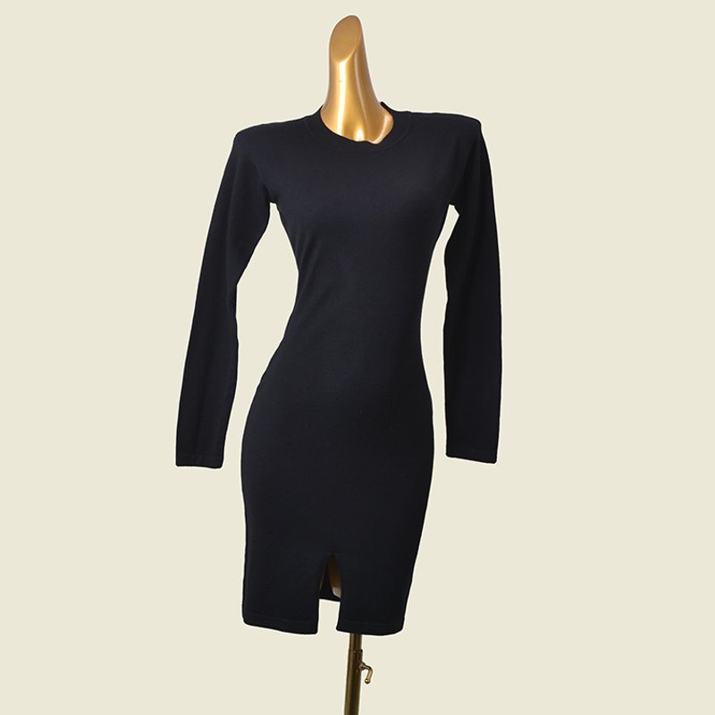 Black Long Sleeves Base Knitting Dress Winter Inner Wear Heattech Bodycon Dress Fashion Wind Silm