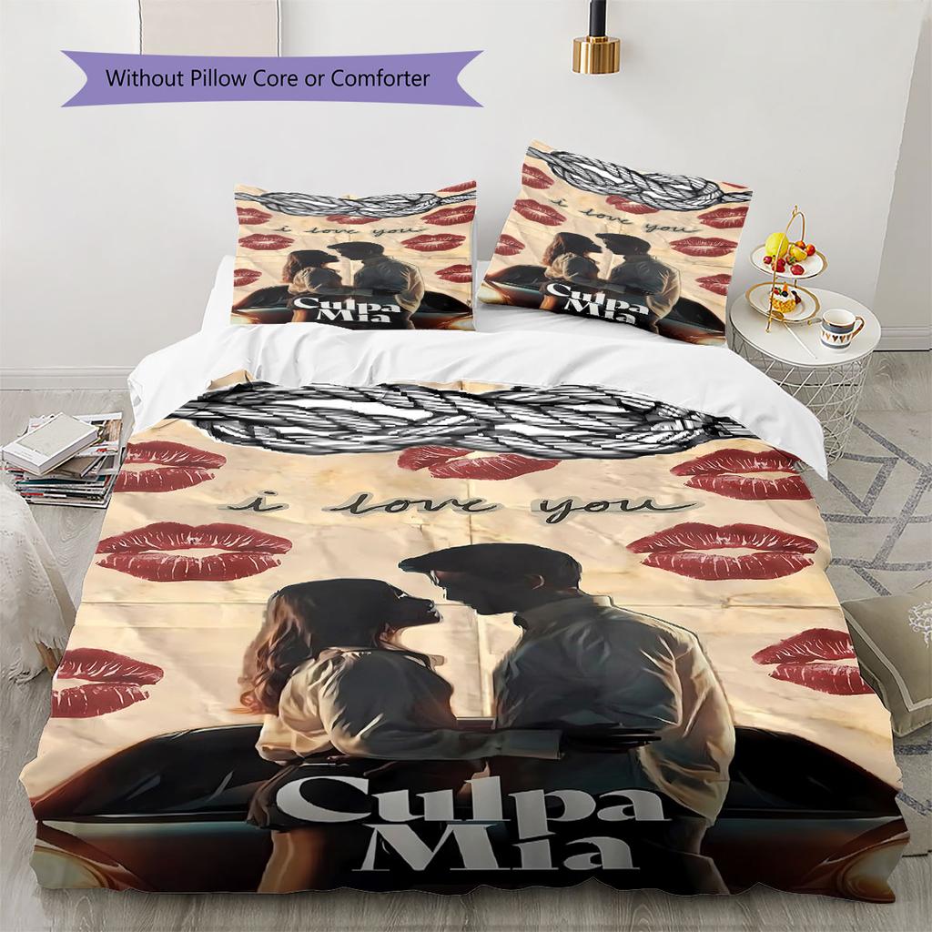 My Fault Pattern Bedding,Quilt Set Quilt Cover Pillowcase Home Birthday Gift(1 * Duvet Cover + 2 * Pillowcase, Without Core)