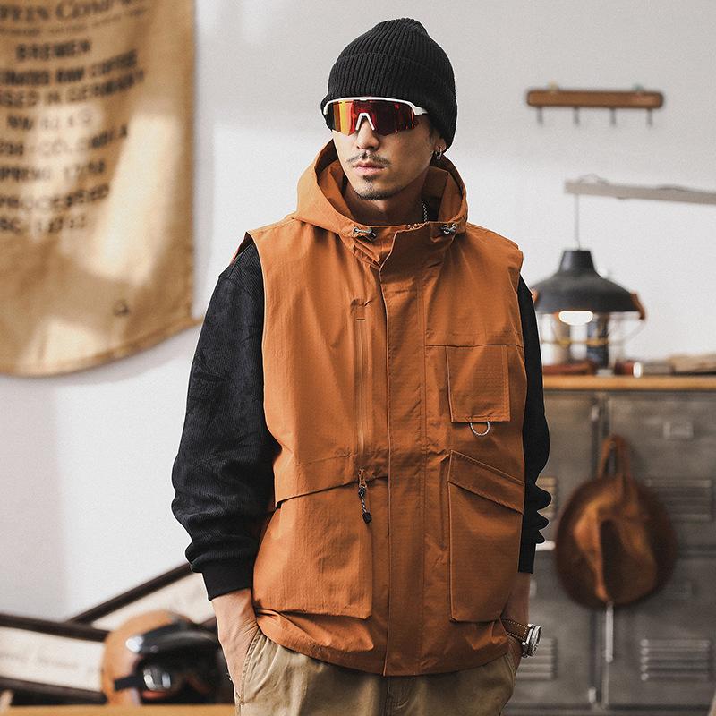 

Hooded Jacket Men s New Trendy Brand Outdoor Windproof and Waterproof Functional Workwear Vest Men M