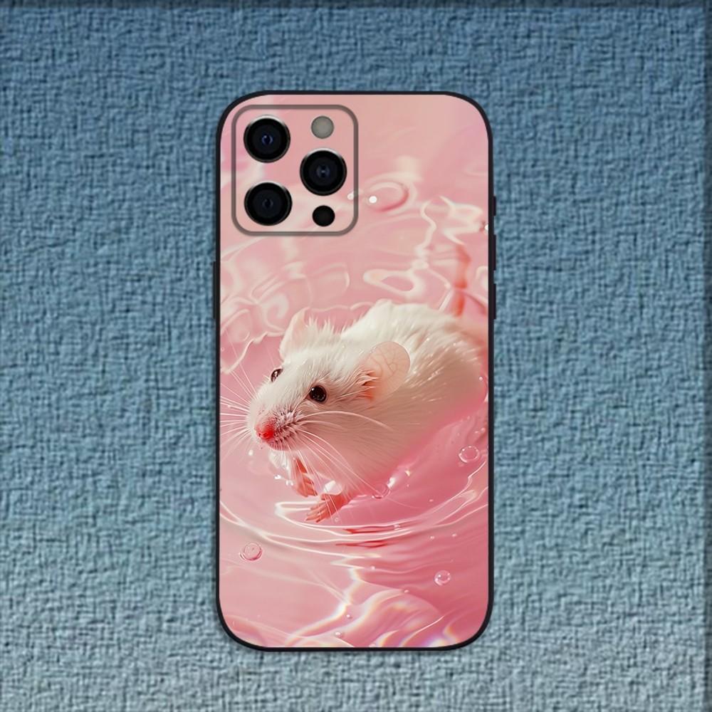 Cute Mouse Rat Hamster Phone Case For iPhone 16,15,14,13,12,11,Pro,X,XS,Max,XR,Plus,Mini Soft Black Cover