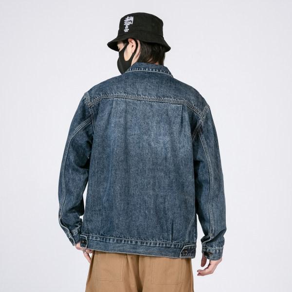 Thick Denim Jacket Men'S Loose Trendy Tooling Jacket Large Size Men'S Black Trendy Denim