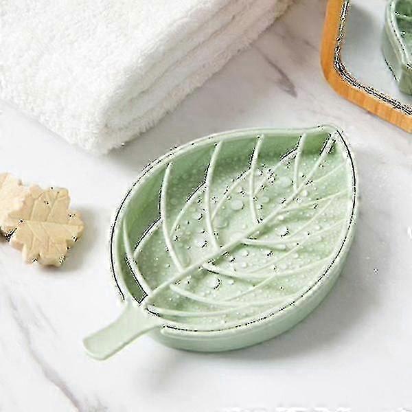 Drain Soap Box Leaf Modeling Soap Holder Bathroom Case Container2pcs-pink