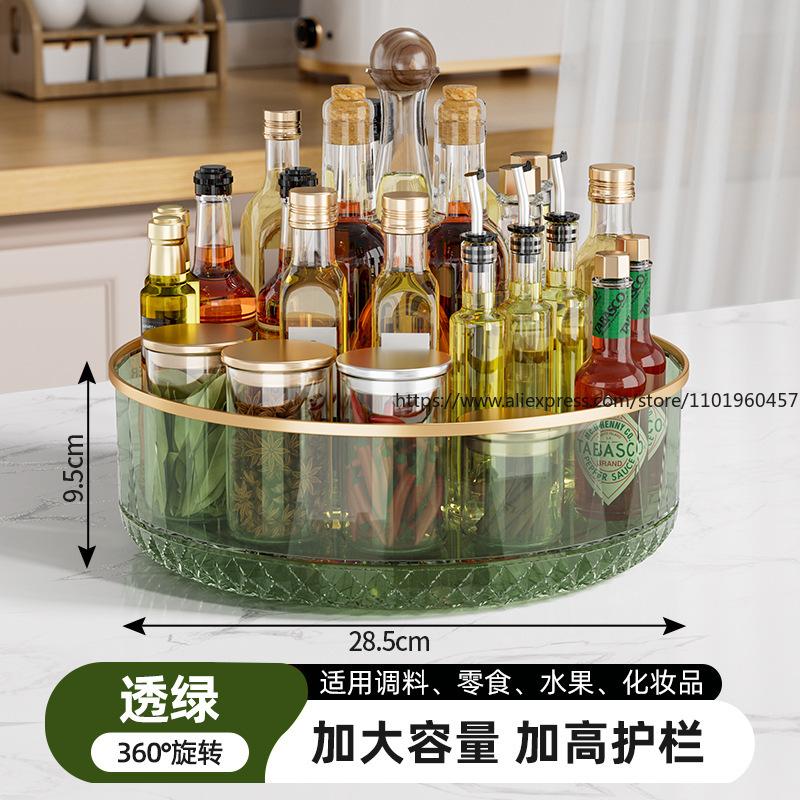 Multifunctional Rotating Kitchen Spice Rack Countertop Seasoning Storage Organizer All-Purpose for Home Kitchen