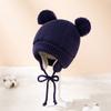 1-4 Years Fleece Lined Winter Earflap Beanie Hat Kids Hat Gloves Set Pom Pom Hat Mittens
