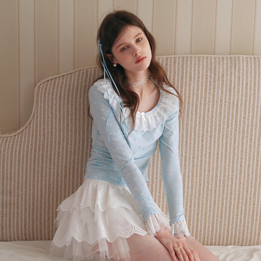 CEST MOIDEW Cest_Heart Pattern Lace Cropped Top